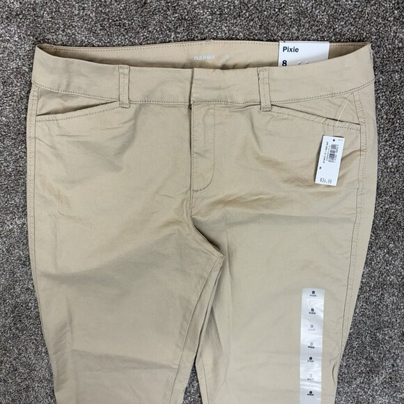 Old Navy Women's Pixie Chino Ankle Pants Size 8 Beige Upper Crust Stretch NWT - Picture 2 of 16